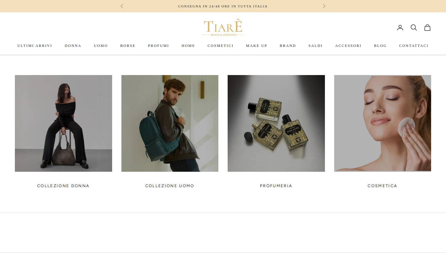 Tiarè Luxury homepage screenshot