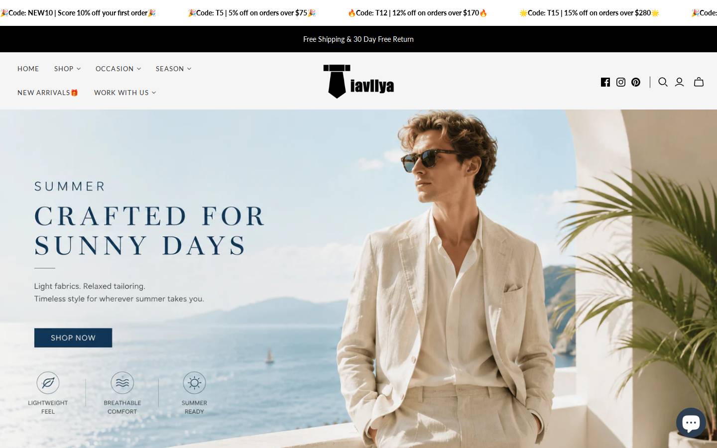 Tiavllya homepage screenshot