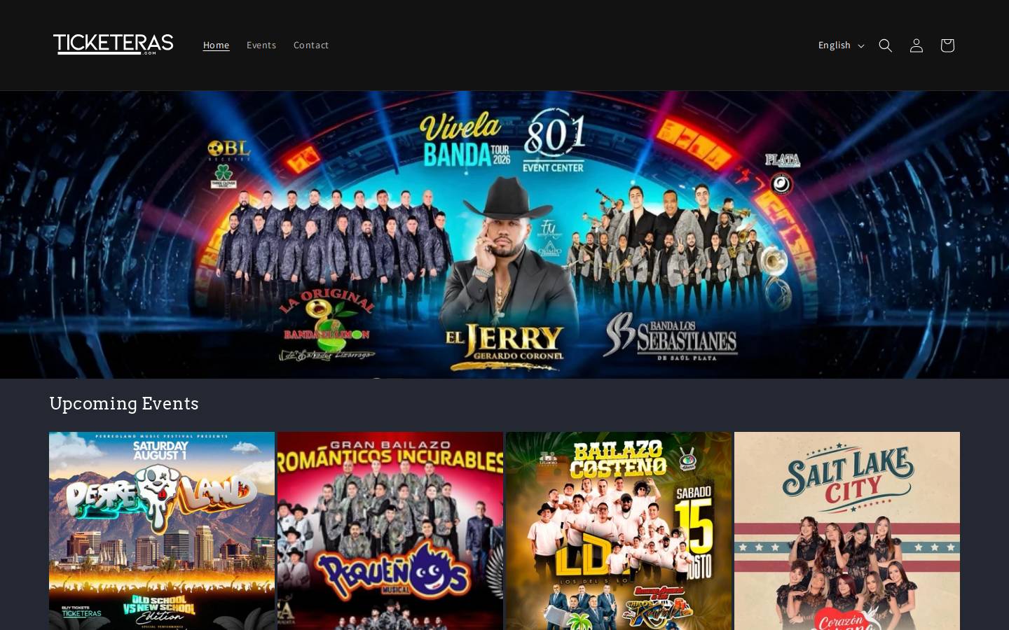 ticketeras.com homepage screenshot