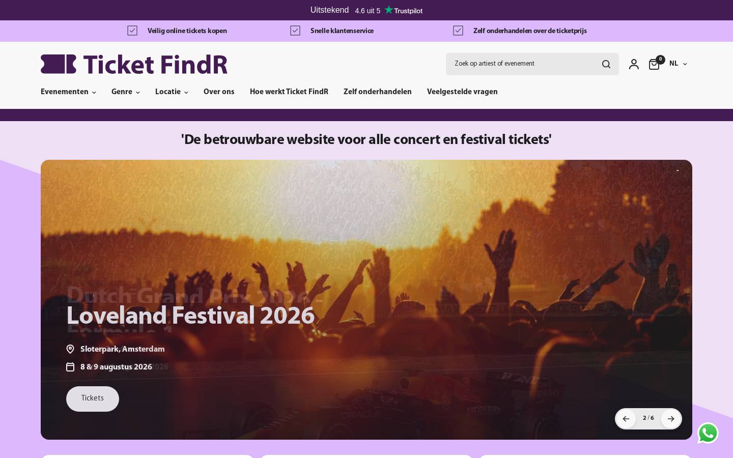 Ticket FindR homepage screenshot