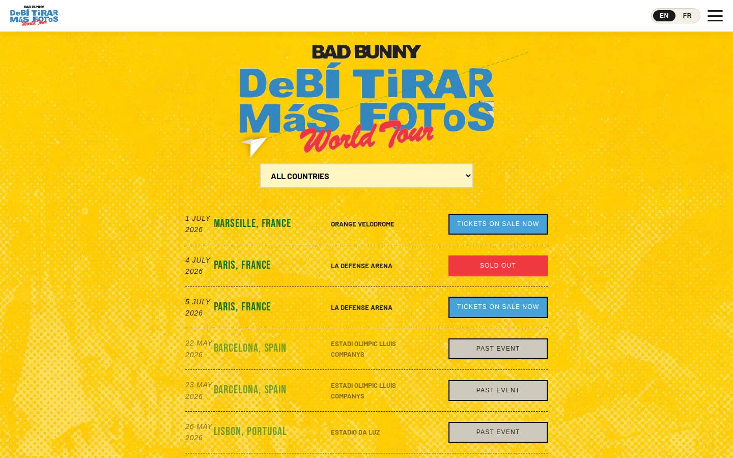 Tickets Badbunny homepage screenshot
