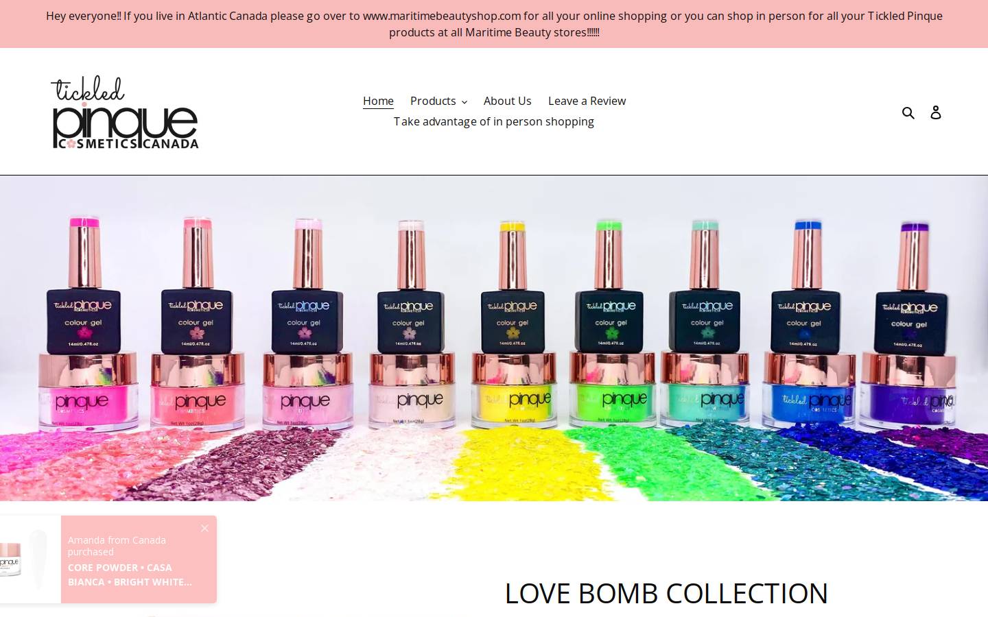tickledpinque.ca homepage screenshot