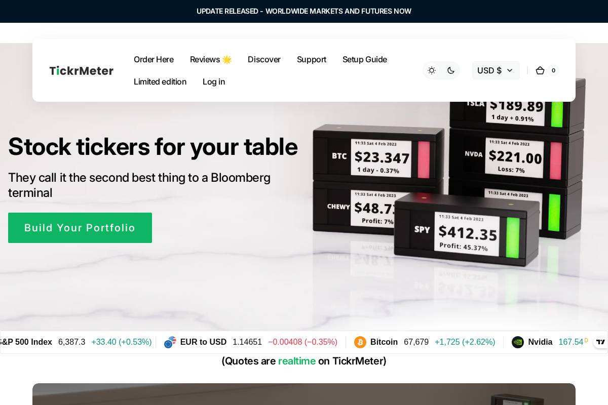 TickrMeter homepage screenshot