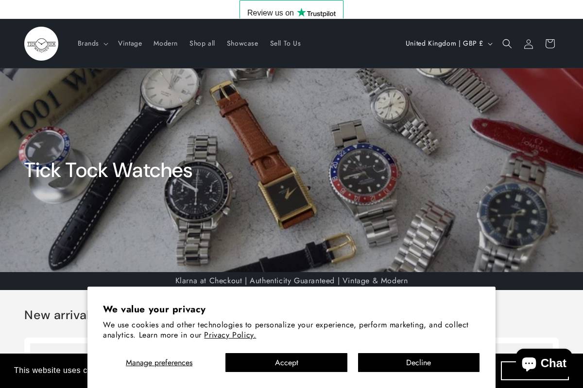 Ticktockwatches homepage screenshot