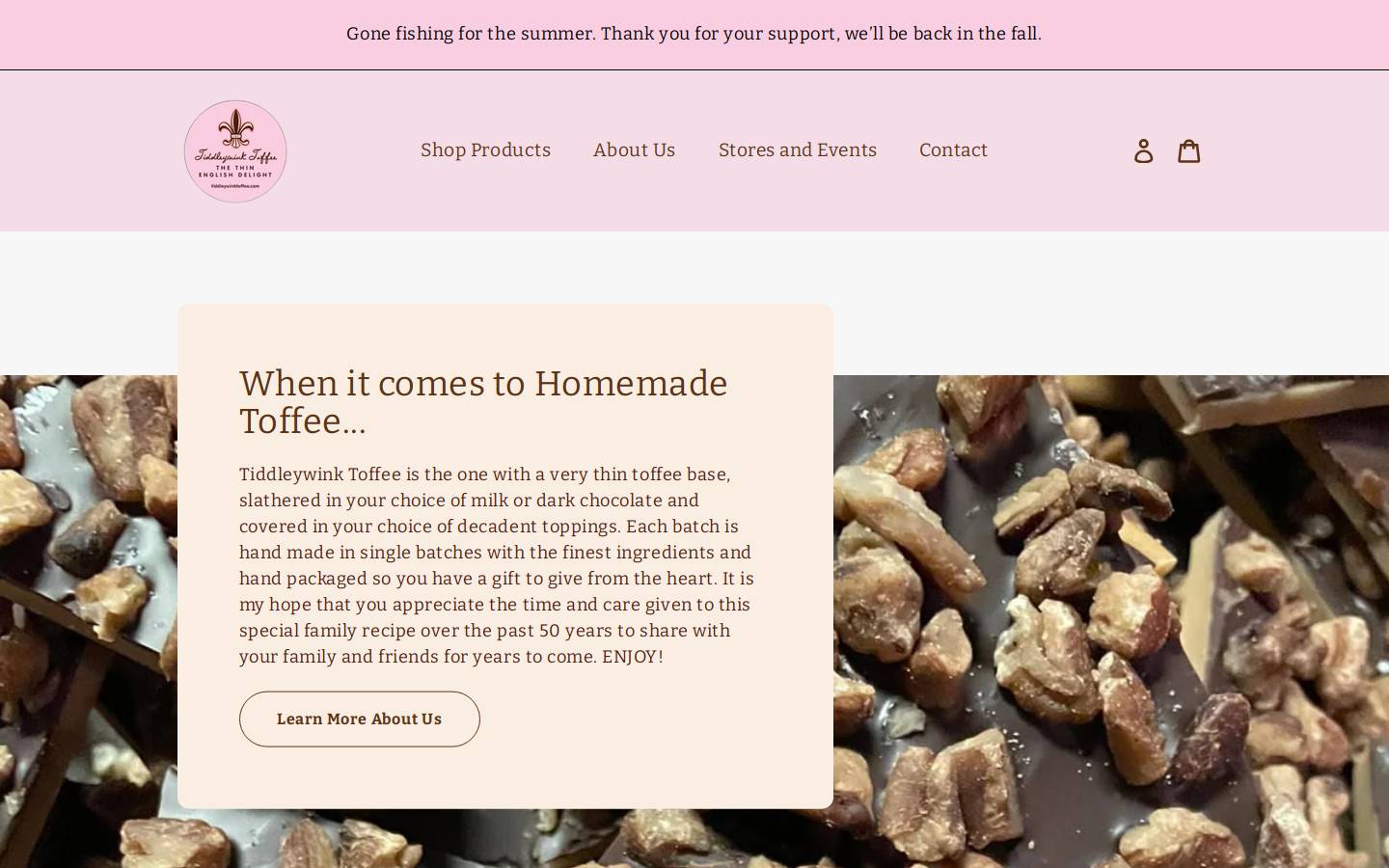 tiddleywinktoffee.com homepage screenshot