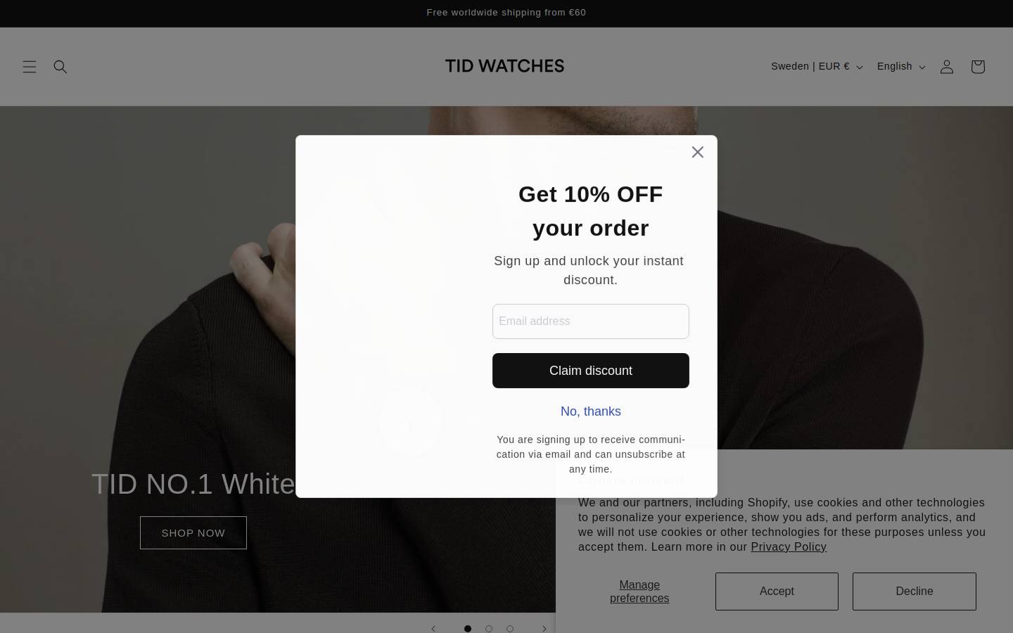 TID Watches homepage screenshot