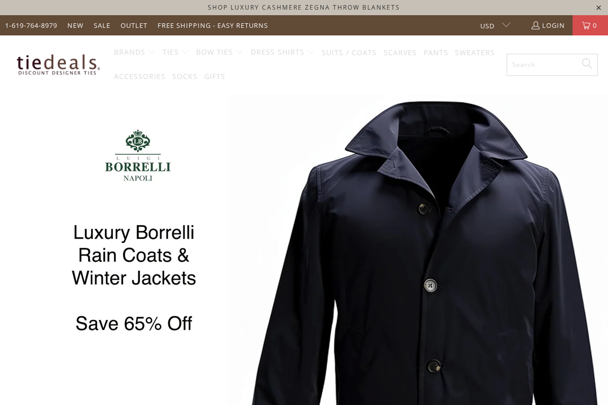 Tiedeals homepage screenshot