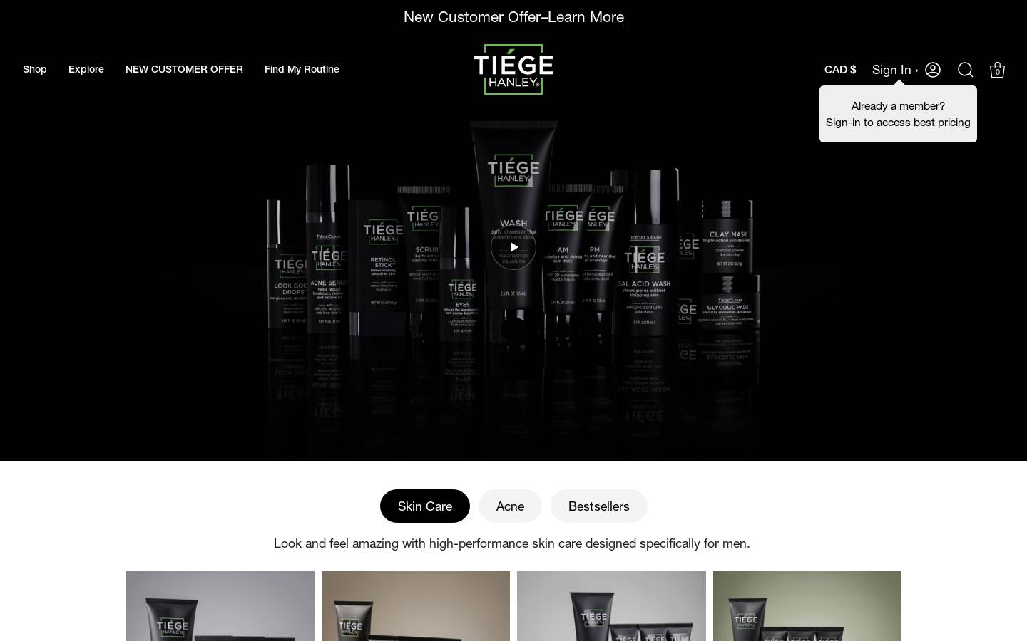 Tiege Hanley homepage screenshot