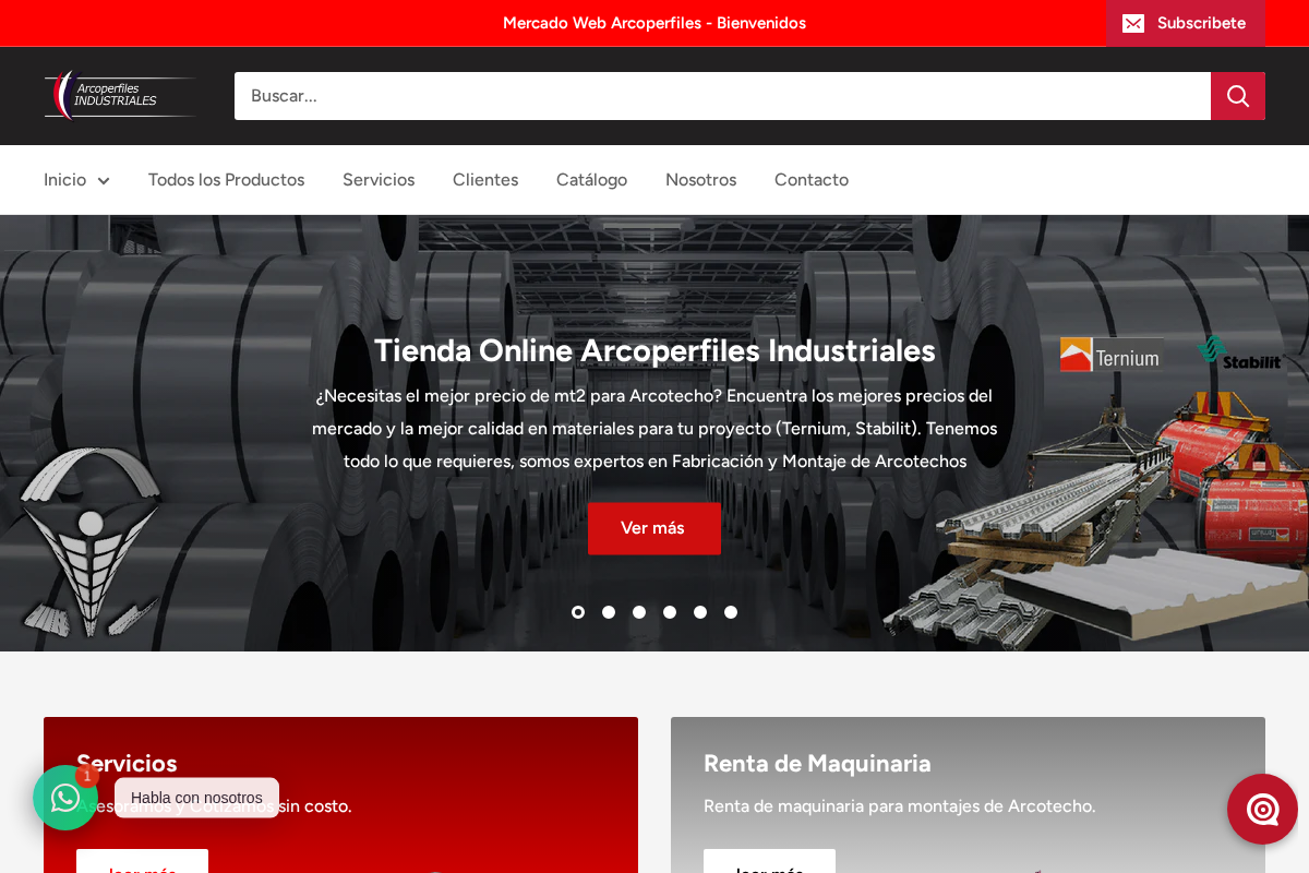 tiendaarcoperfiles.com.mx homepage screenshot