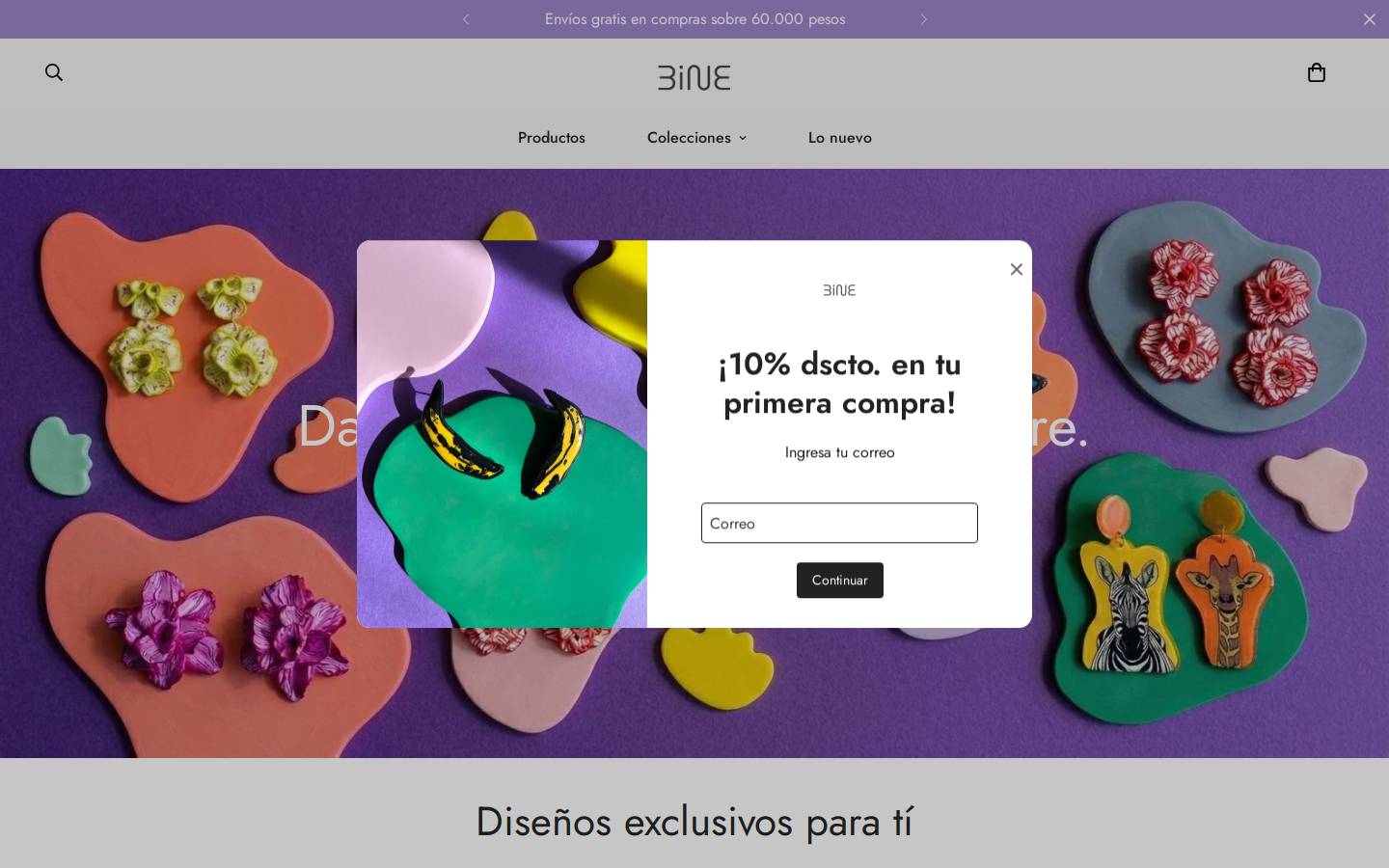 tiendabine.com homepage screenshot