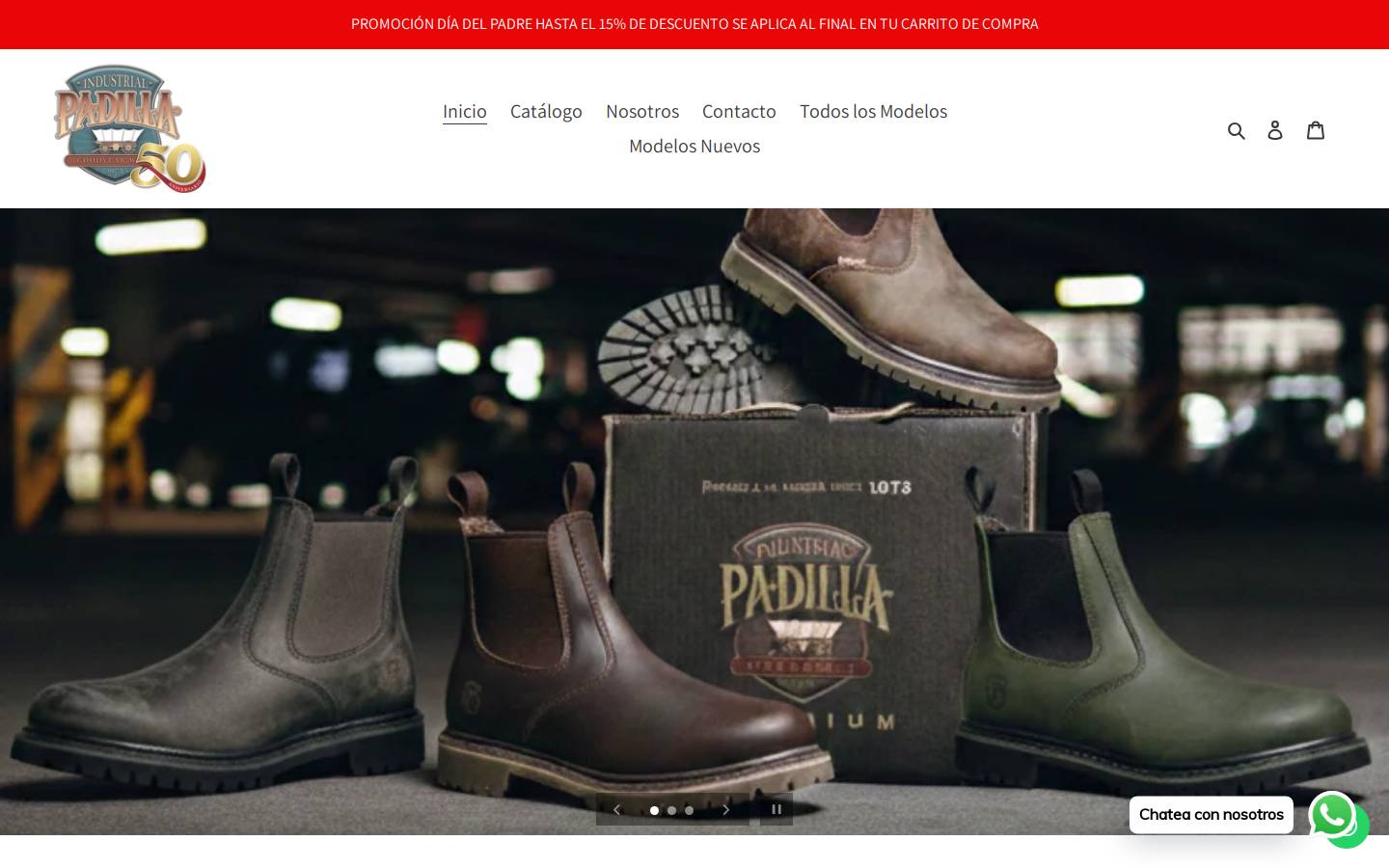 tiendabotaspadilla.com homepage screenshot