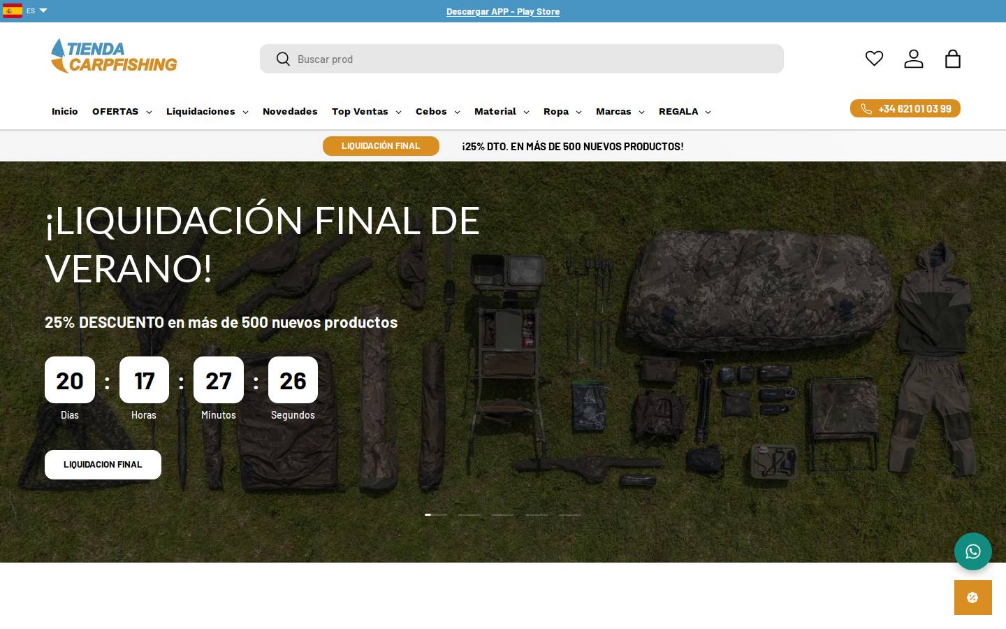 Tienda Carpfishing S.C.A homepage screenshot