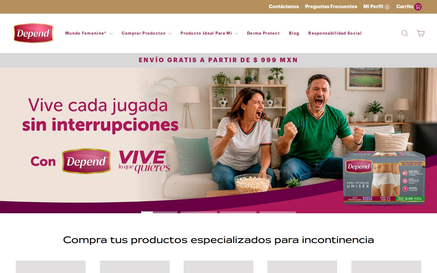 tiendadepend.mx homepage screenshot