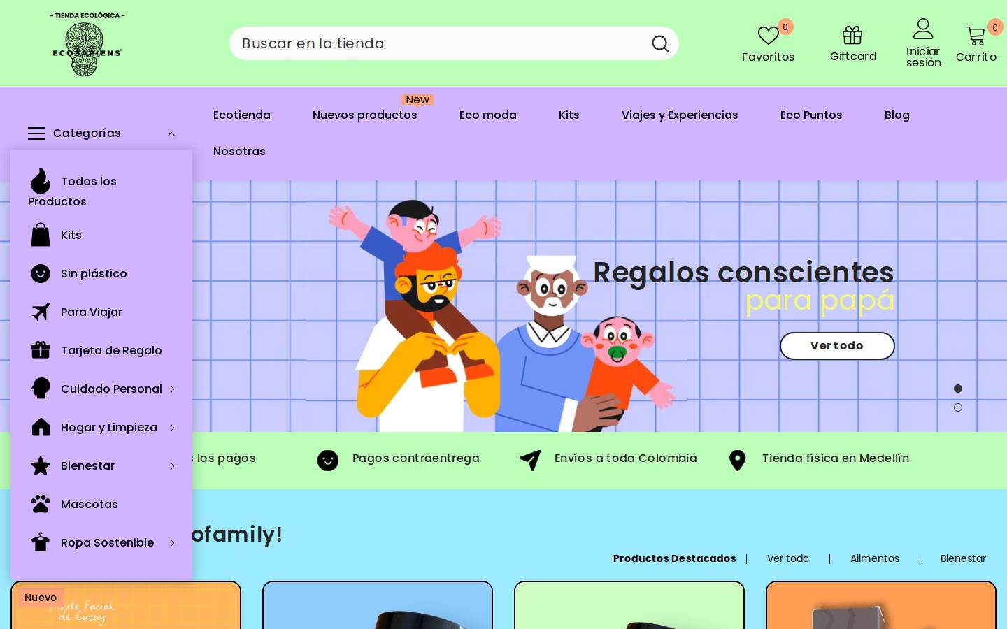 tiendaecosapiens.com homepage screenshot