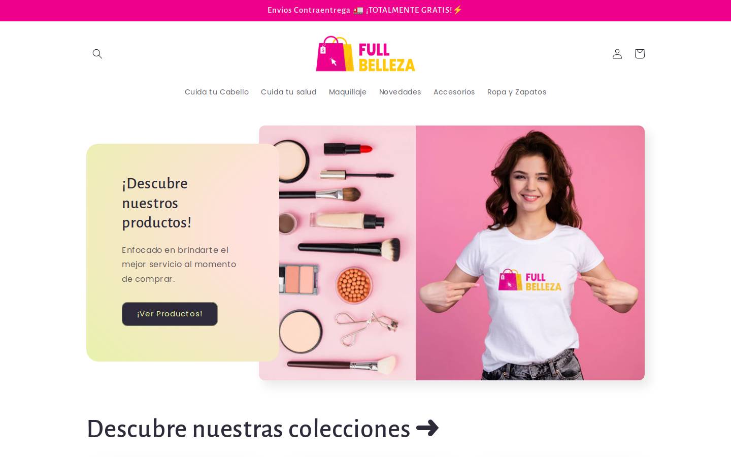 tiendafullbelleza.com homepage screenshot