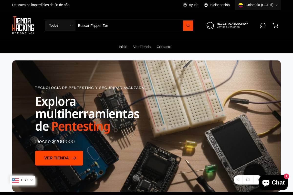 tiendahacking.com homepage screenshot