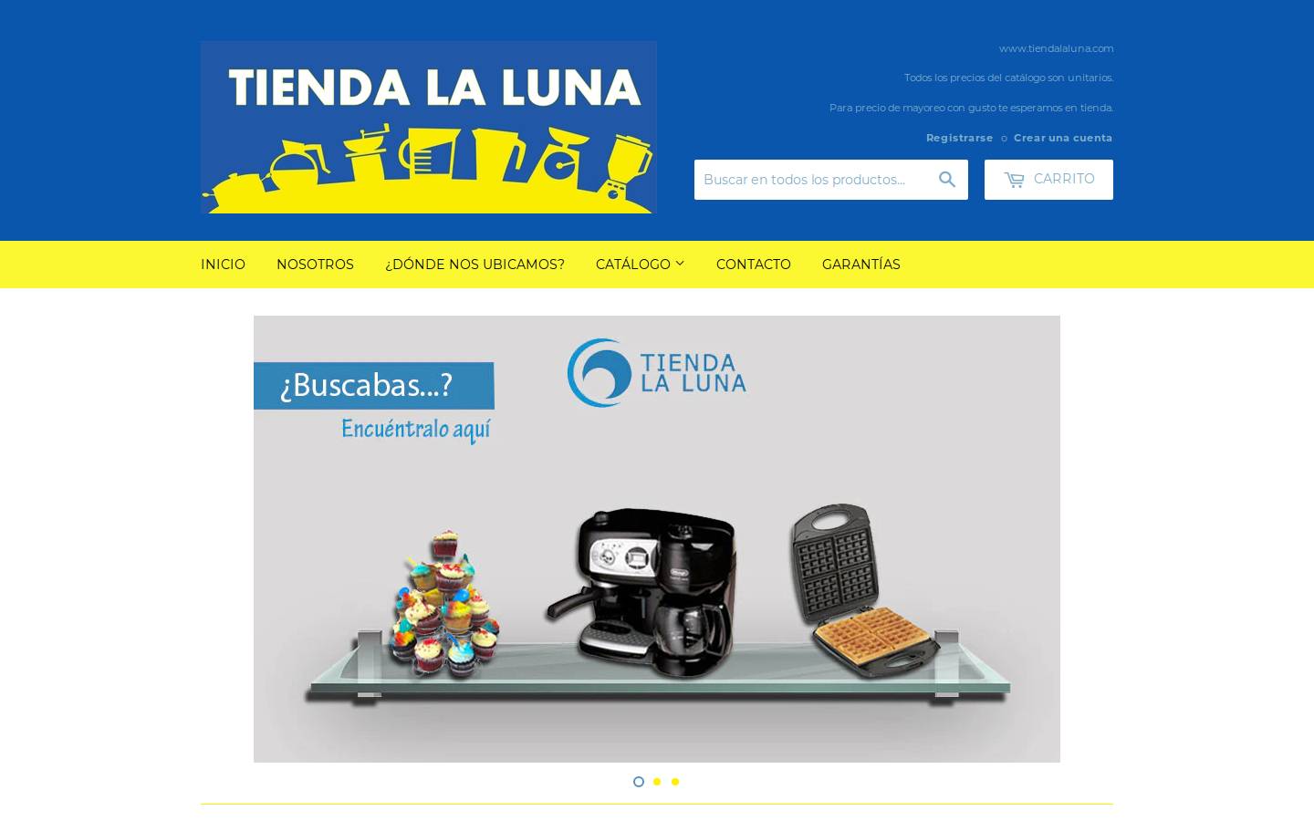 tiendalaluna.com homepage screenshot