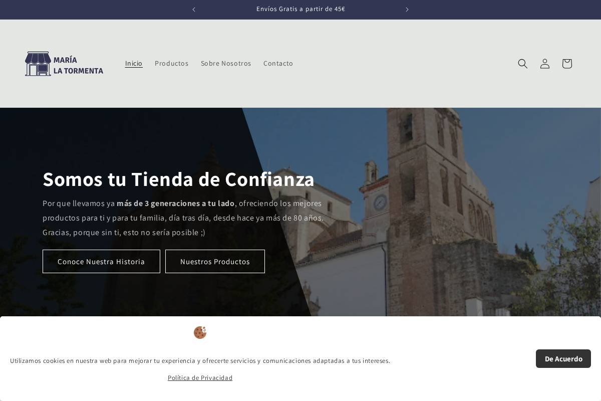 tiendalatormenta.com homepage screenshot