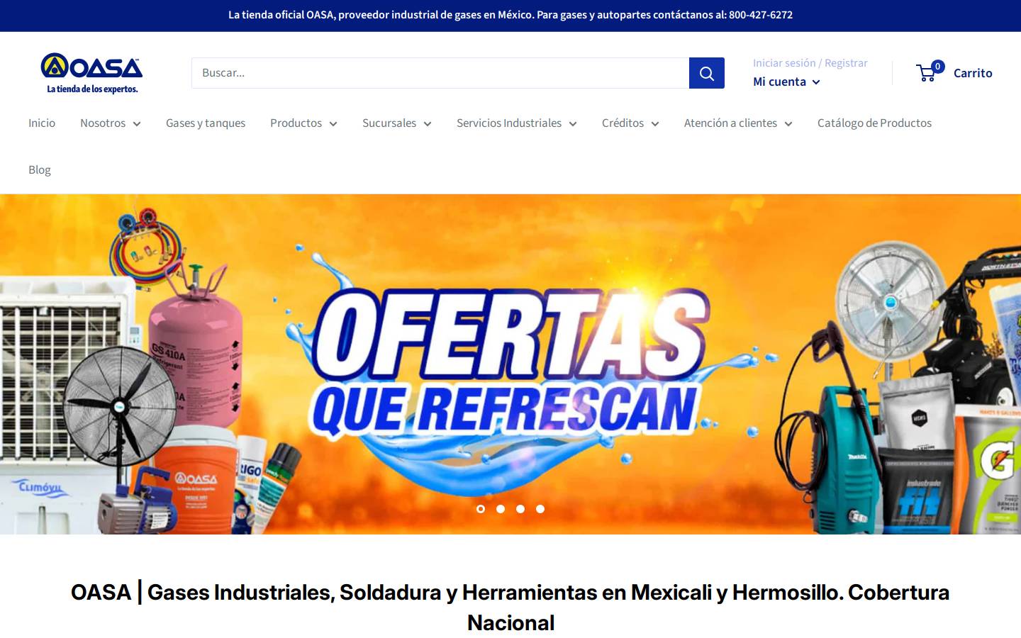 tiendaoasa.com homepage screenshot