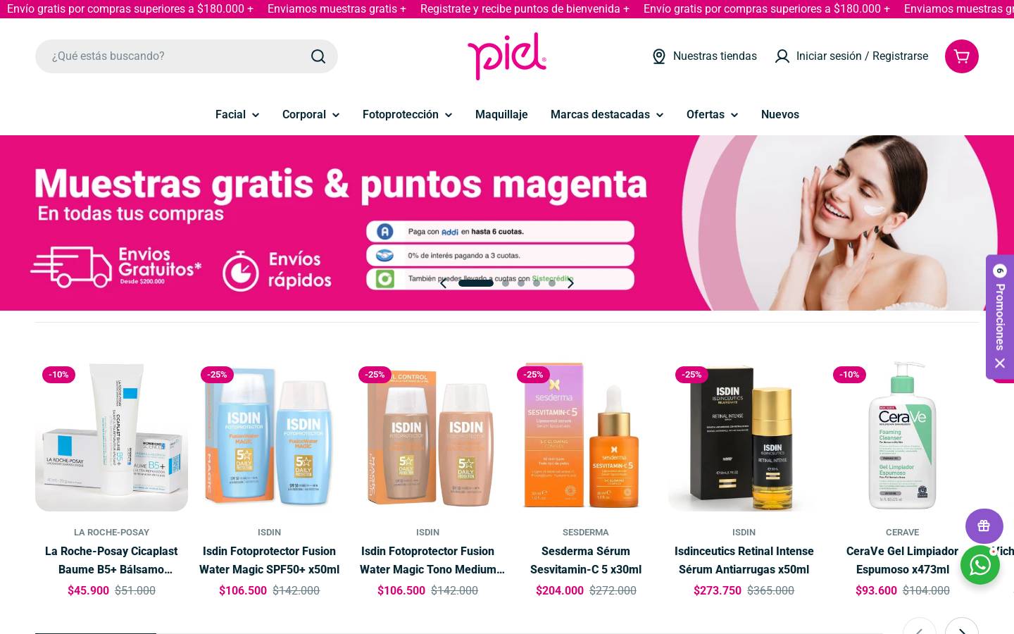 tiendapiel.com homepage screenshot