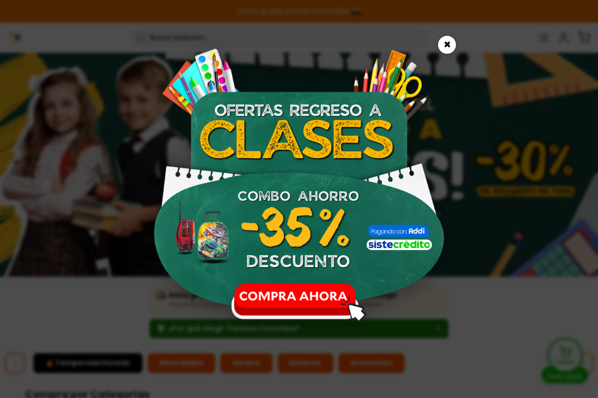 Tiendas Colombia homepage screenshot