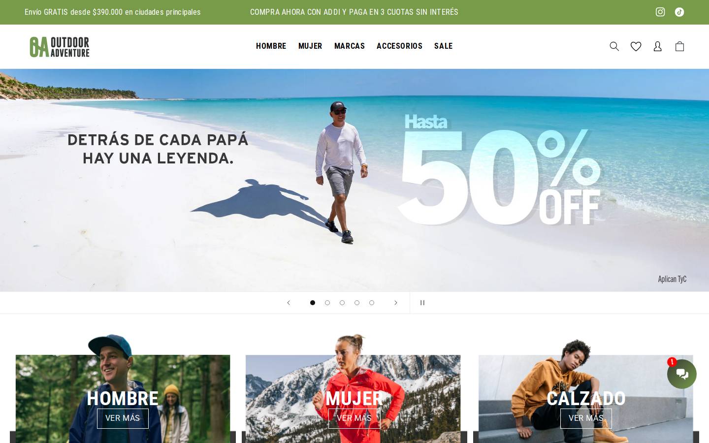 tiendascolumbia.com homepage screenshot