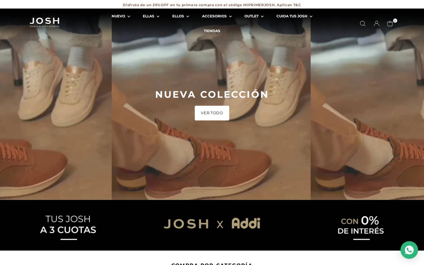 tiendasjosh.com homepage screenshot