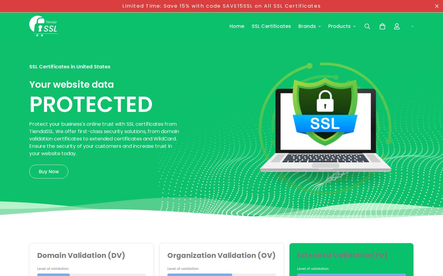 TiendaSSL homepage screenshot
