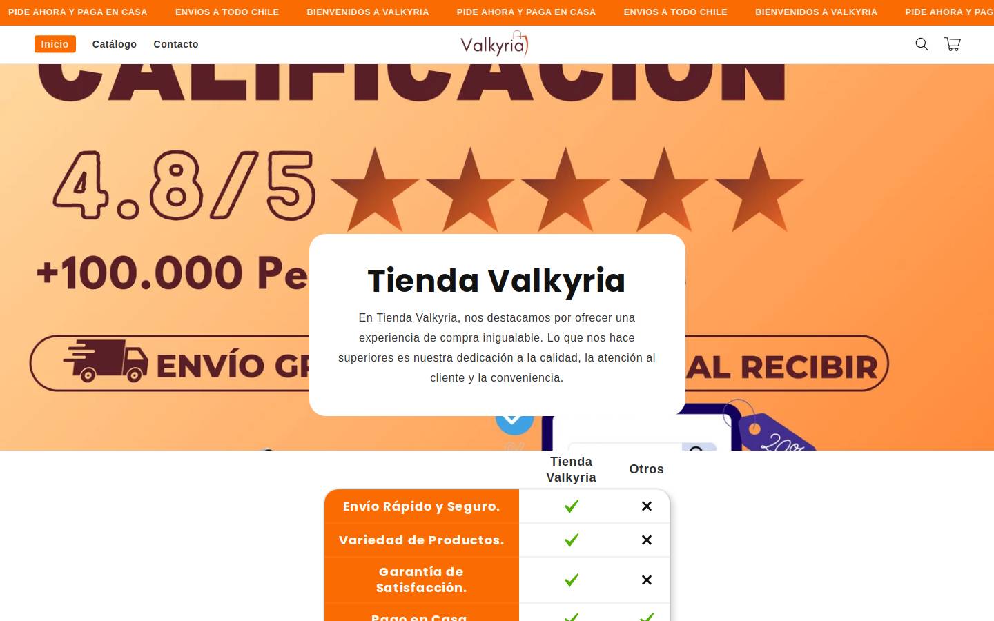 tiendavalkyria.com homepage screenshot