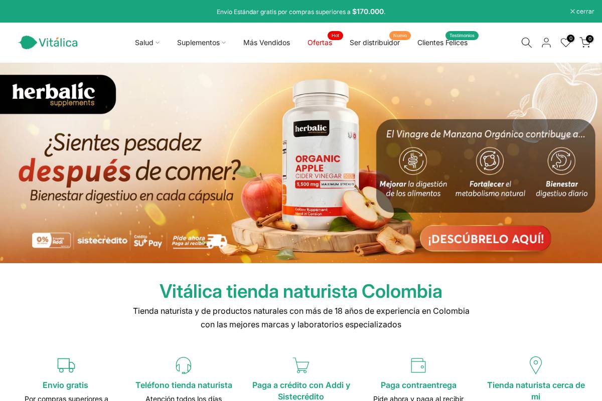 tiendavitalica.com homepage screenshot