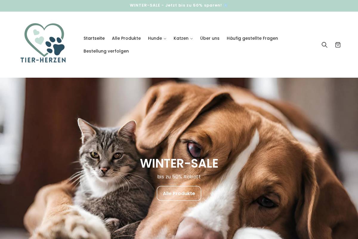 Tier Herzen homepage screenshot