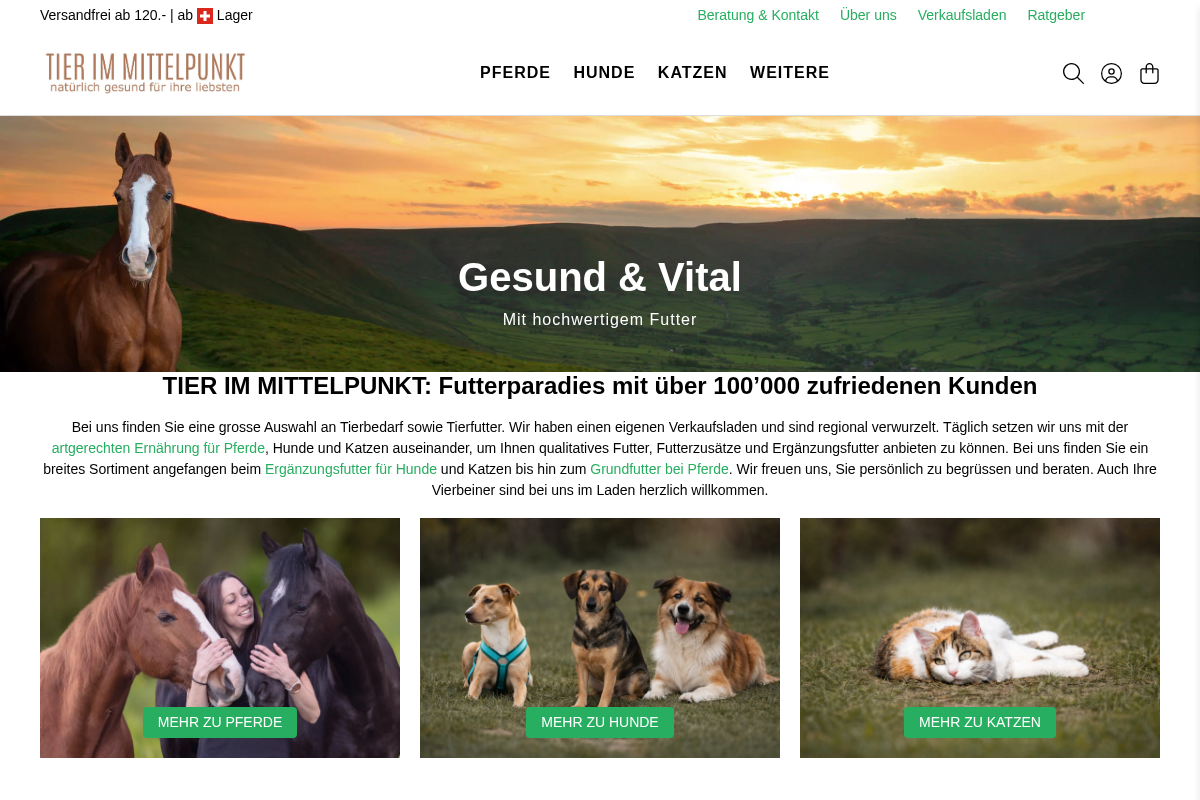 Tier-im-Mittelpunkt.ch homepage screenshot