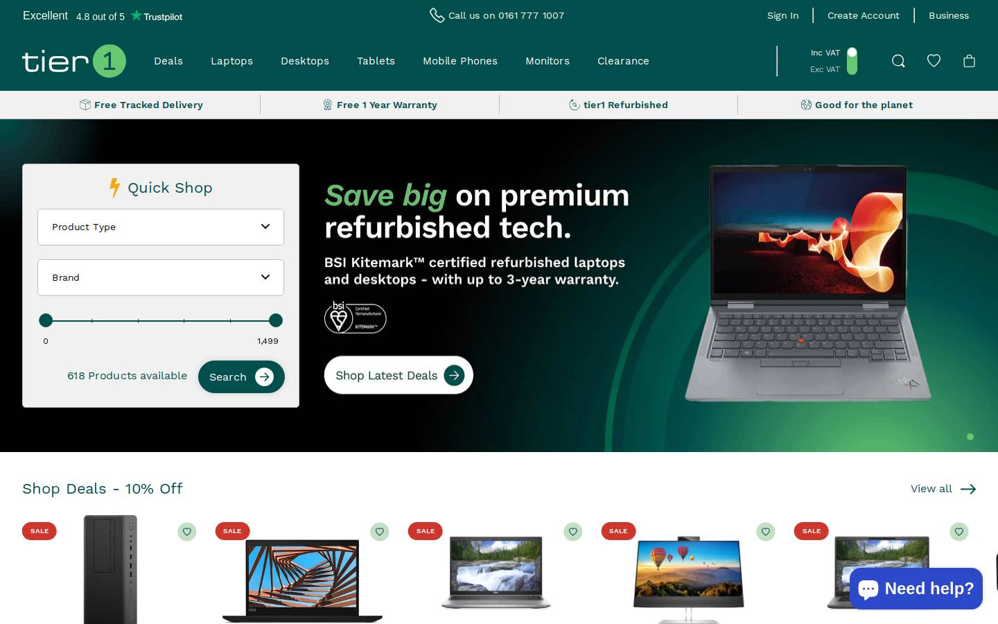 tier1online.com homepage screenshot