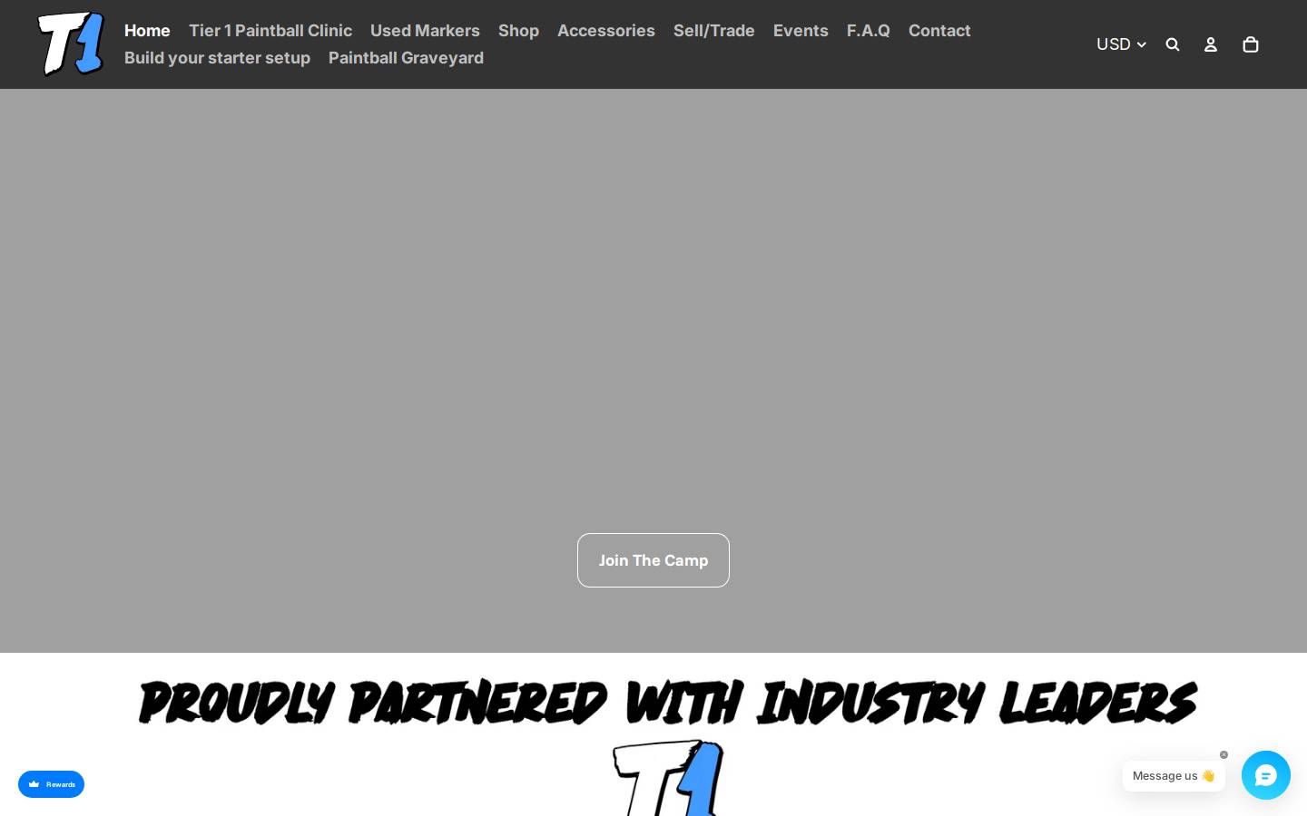 tier1paintball.com homepage screenshot
