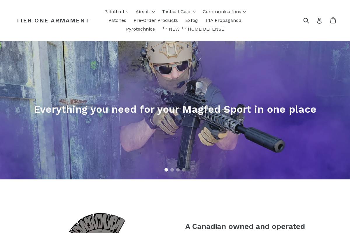 tieronearmamentstore.com homepage screenshot