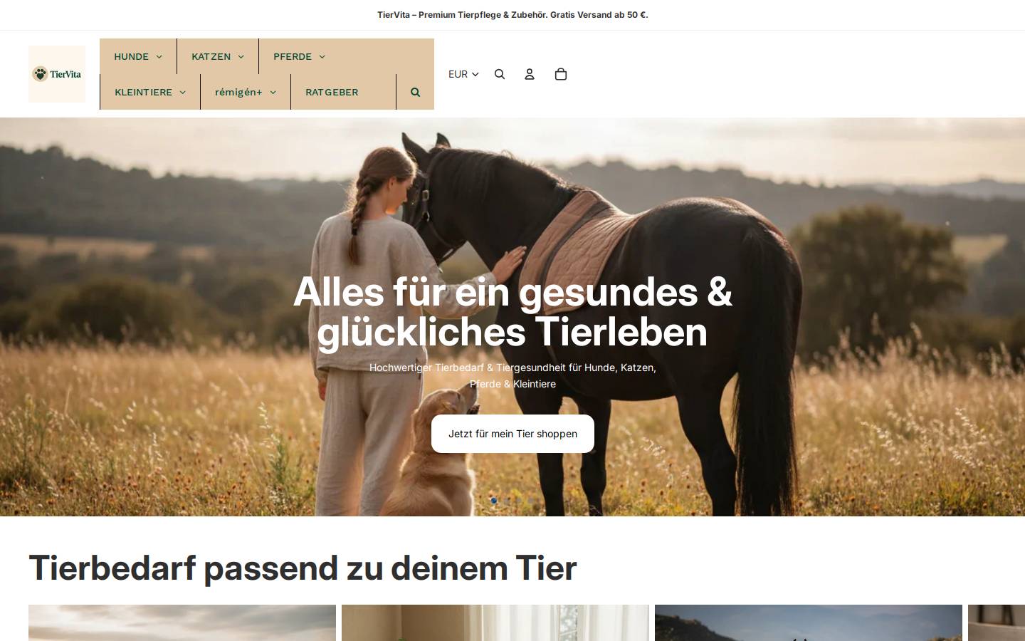 Tiervita homepage screenshot