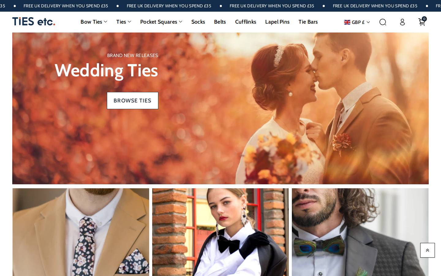 Ties Etc homepage screenshot