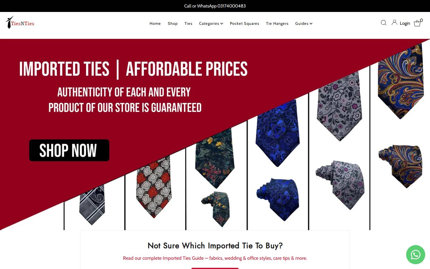 tiesnties.com homepage screenshot