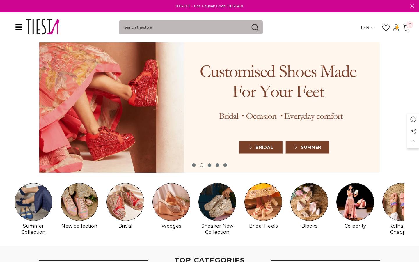 tiesta.in homepage screenshot
