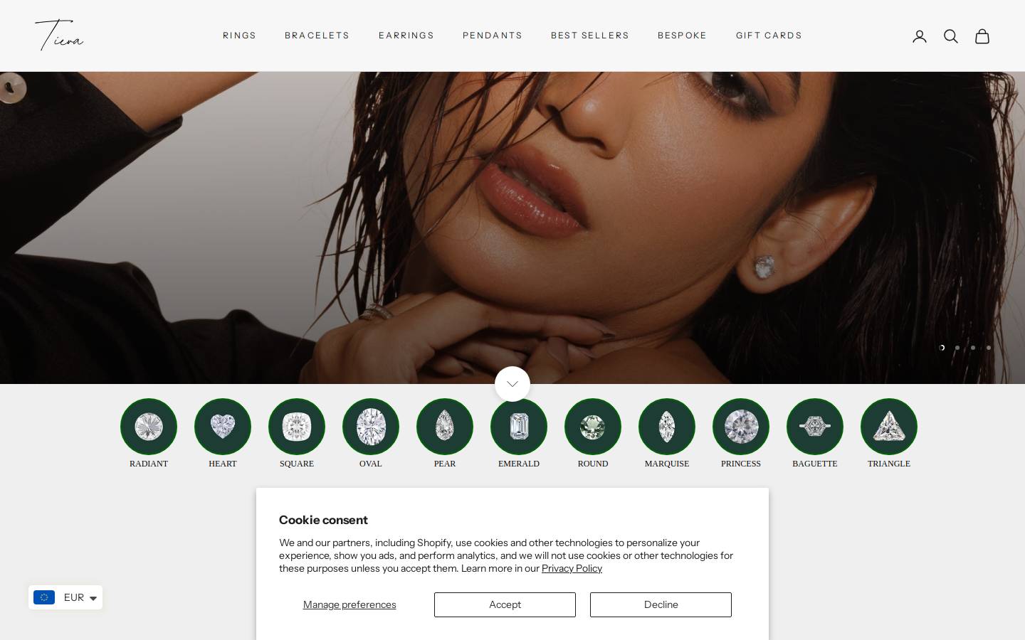 tievajewels.com homepage screenshot