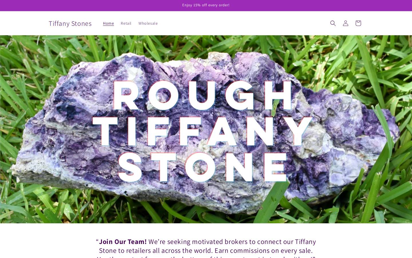 tiffanystones.com homepage screenshot