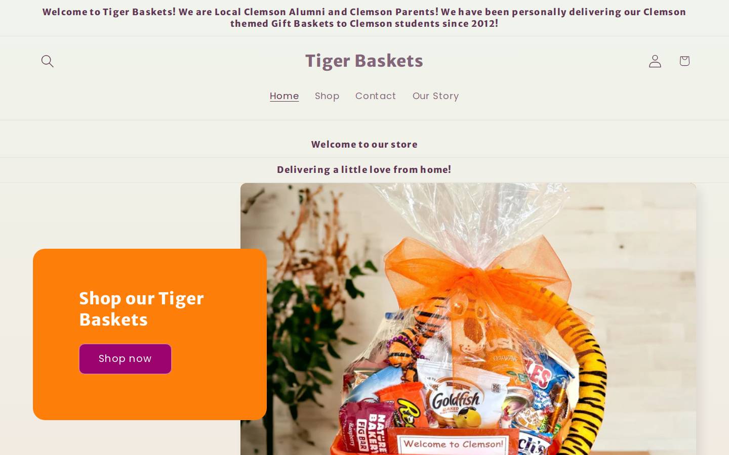 tigerbaskets.com homepage screenshot