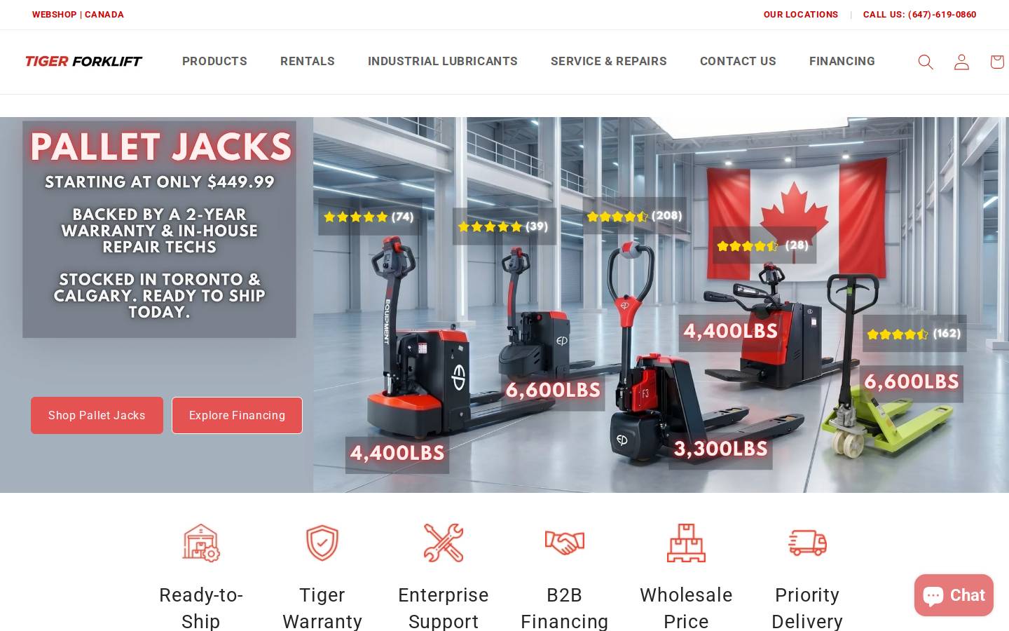 Tigerforklift homepage screenshot
