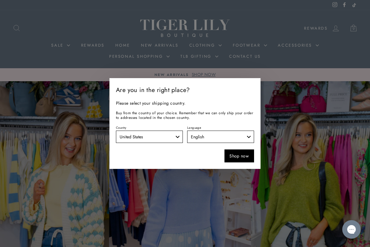 Tiger Lily Boutique homepage screenshot