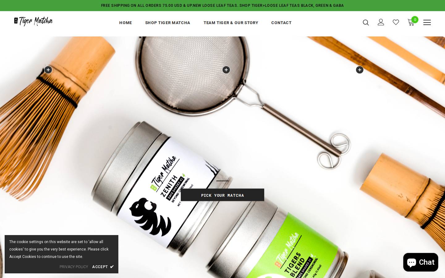 tigermatcha.com homepage screenshot