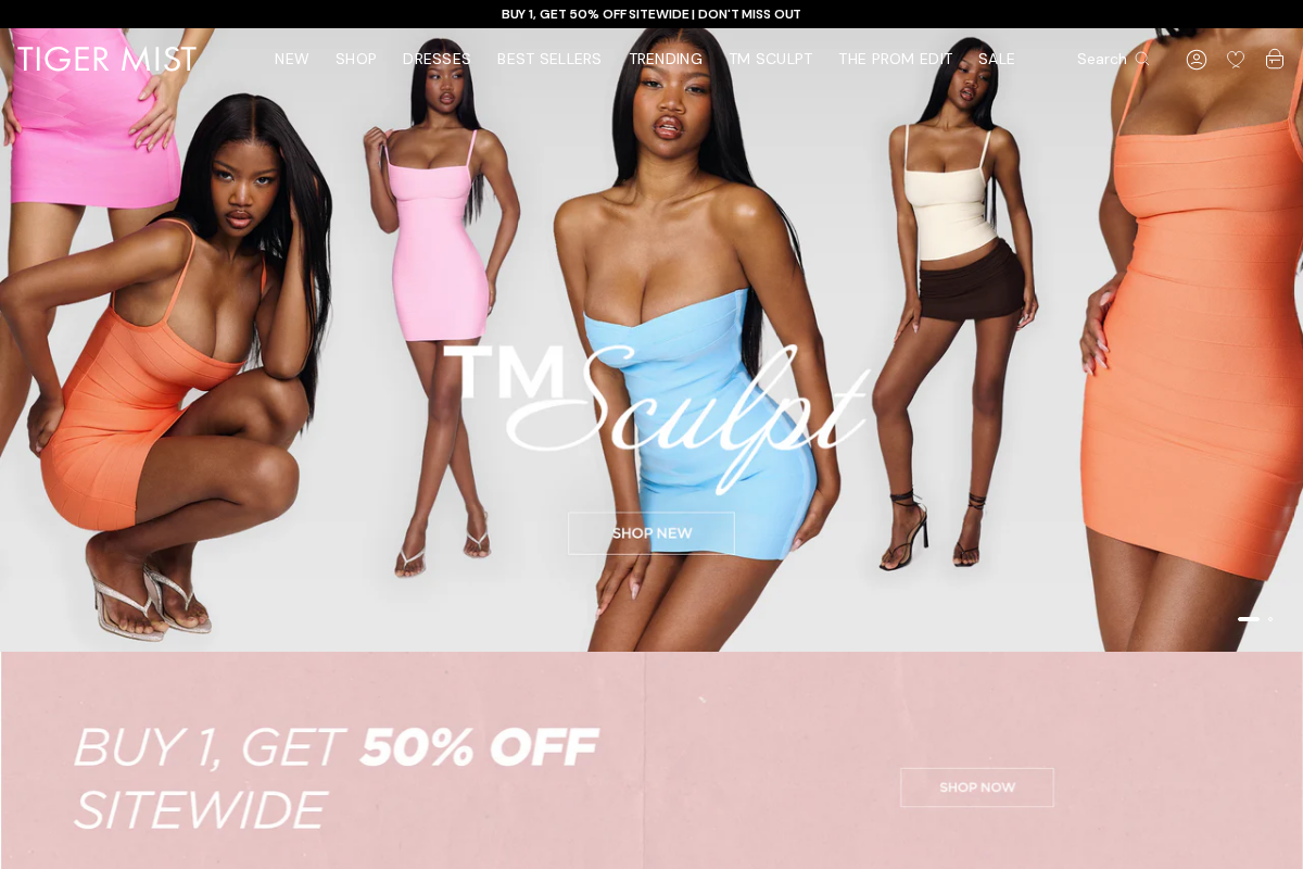 Tiger Mist homepage screenshot