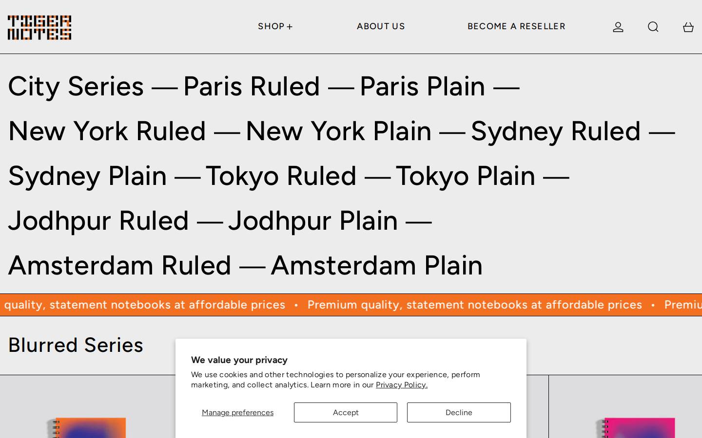 tigernotes.com homepage screenshot