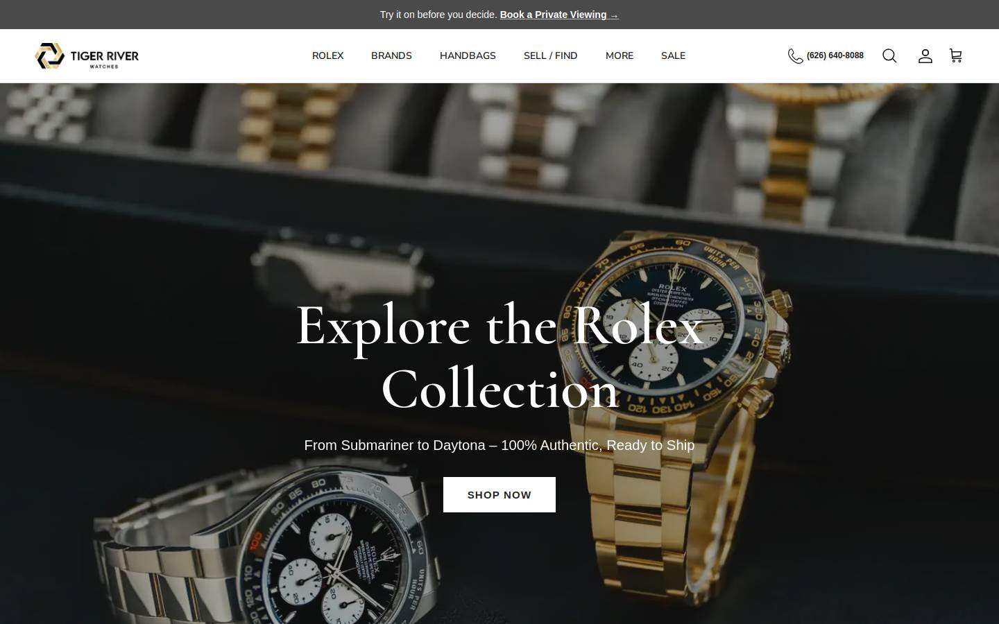 Tiger River Watches & Jewelry 一品翠名錶珠寶店 homepage screenshot