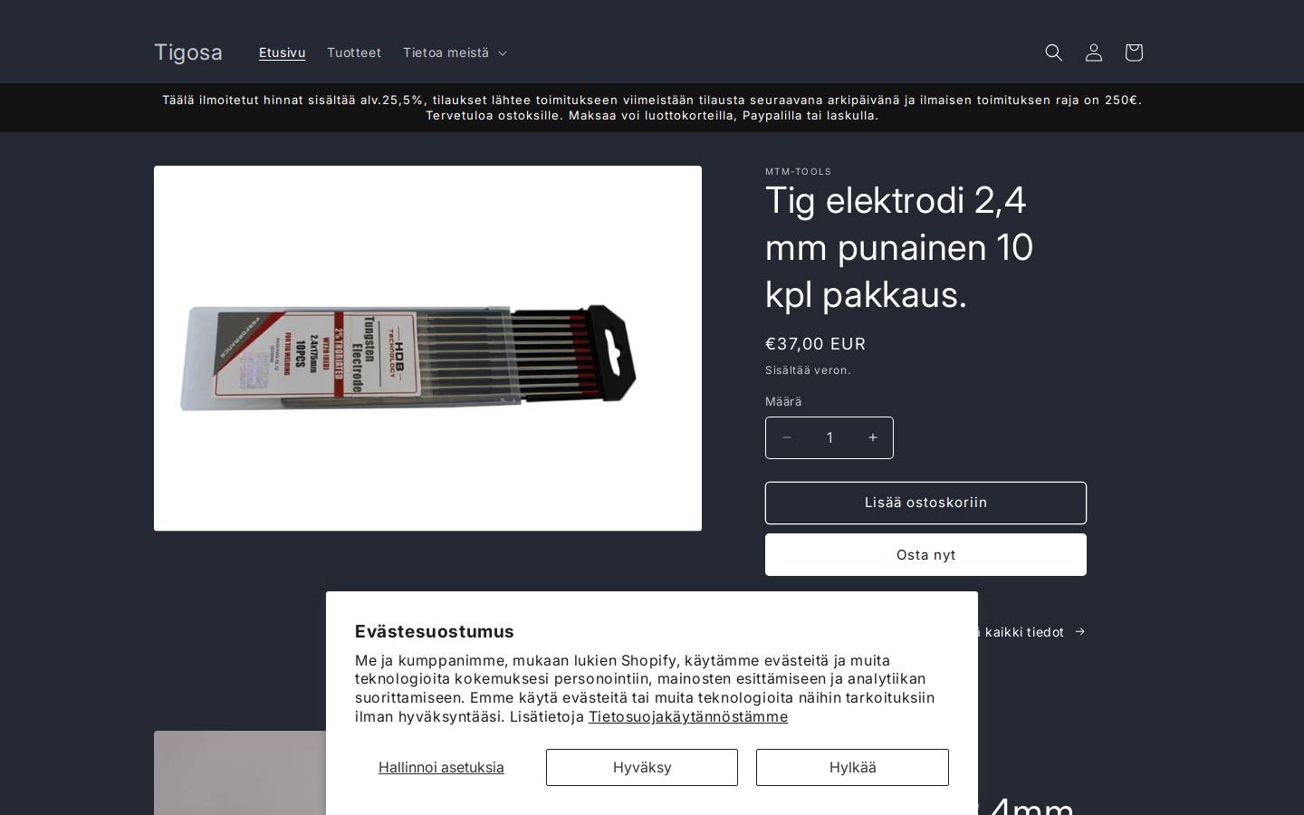 tigosa.com homepage screenshot