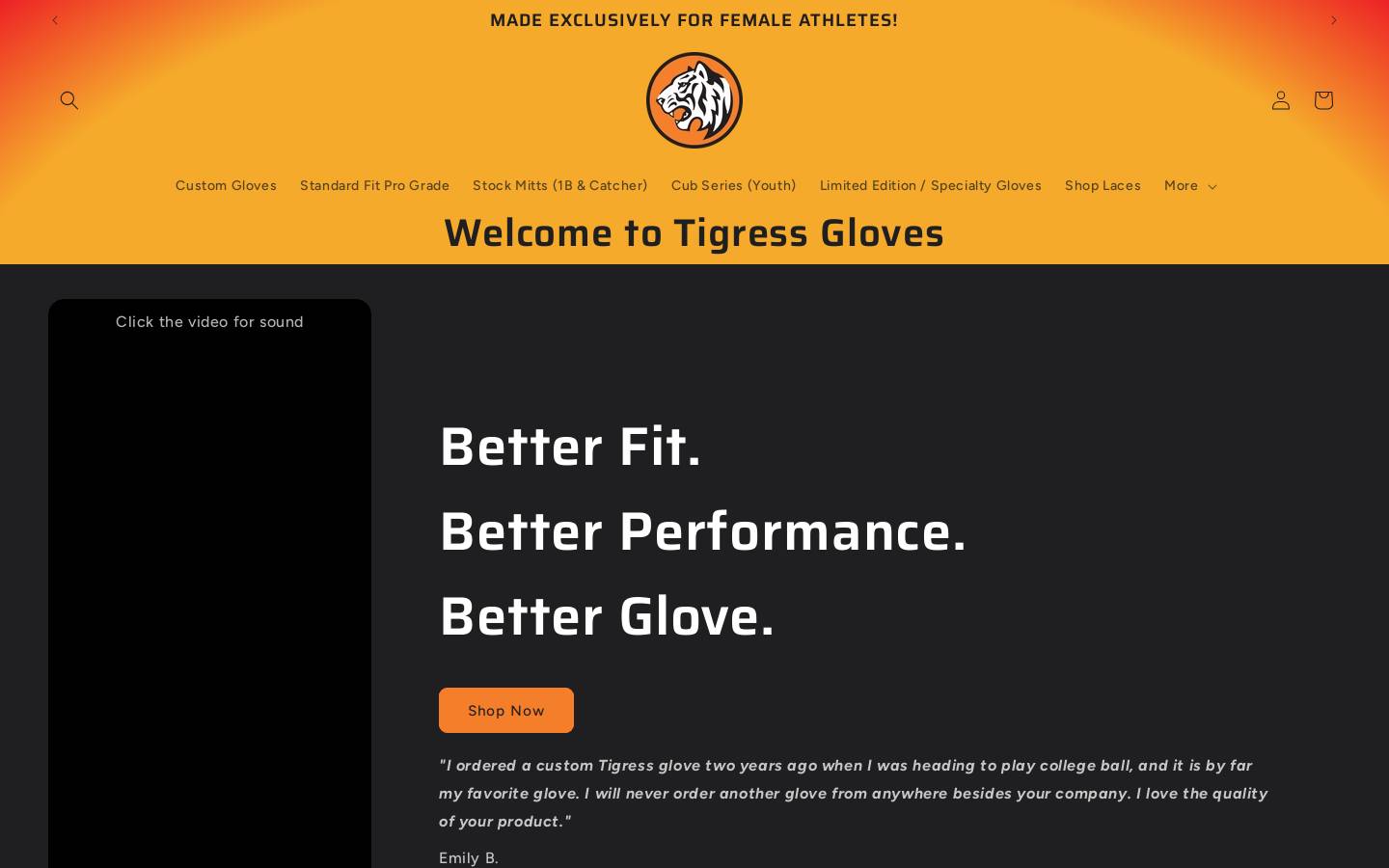 tigressglove.com homepage screenshot